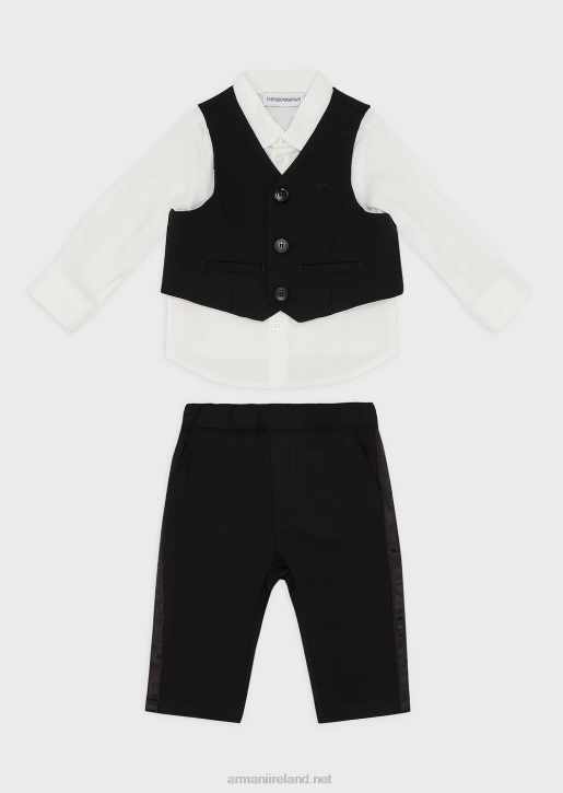 Boy 086V2673 Outfit With Shirt, Waistcoat And Trousers Armani