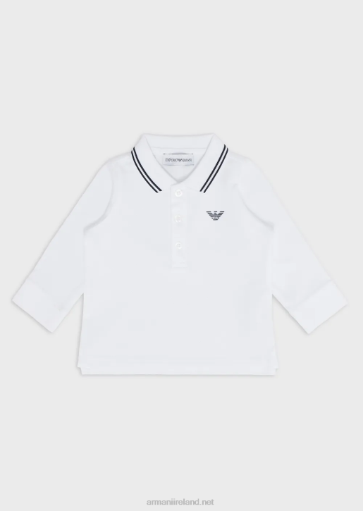 Boy 086V2676 Long-Sleeved Stretch Pique Polo Shirt Armani