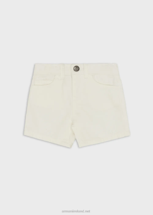 Boy 086V2701 Garment-Dyed Bull Shorts Armani White