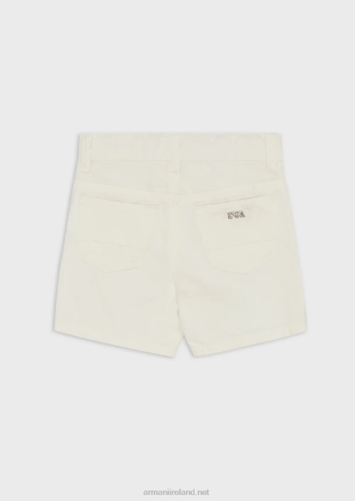 Boy 086V2701 Garment-Dyed Bull Shorts Armani White