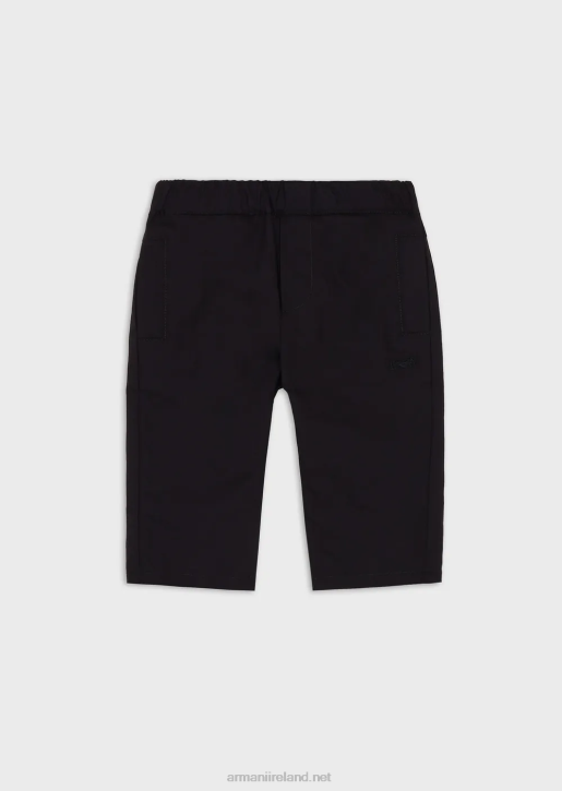 Boy 086V2707 Cotton Trousers With Elasticated Waist Armani Navy Blue