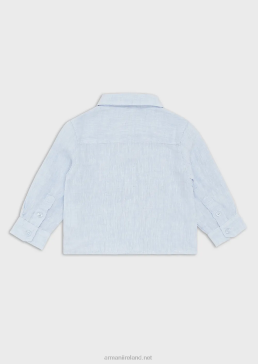 Boy 086V2737 Linen Shirt With Eagle Embroidery Armani Azure