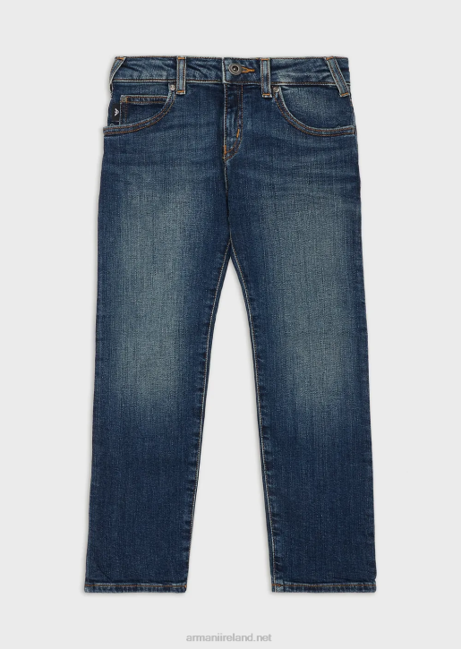 Boy 086V2377 J45 Stone-Washed Denim Jeans Armani Navy Blue