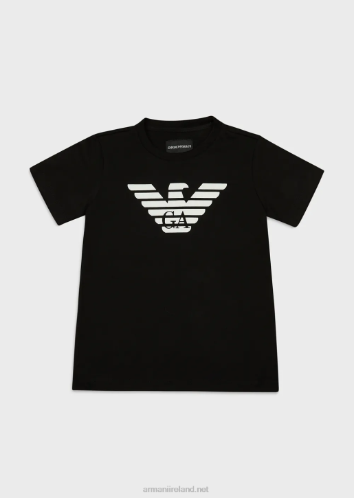 Boy 086V2390 Pima Jersey T-Shirt With Eagle Logo Armani