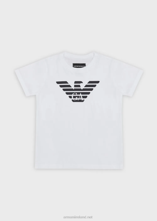 Boy 086V2391 Pima Jersey T-Shirt With Eagle Logo Armani