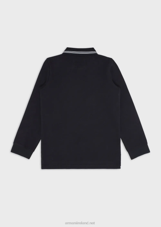 Boy 086V2402 Long-Sleeved Stretch Pique Polo Shirt Armani