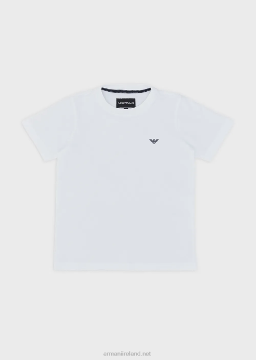 Boy 086V2409 Cotton T-Shirt With Logo Armani White