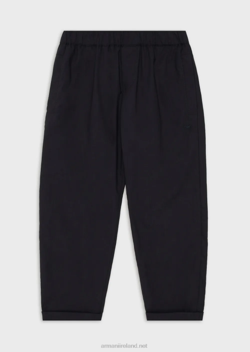 Boy 086V2459 Cotton Trousers With Elasticated Waist Armani Navy Blue