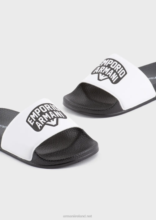 Boy 086V2479 Pvc Slides With Logo Armani White