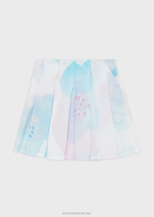 Girl 086V2541 Poplin Skirt With Watercolour Floral Print Armani