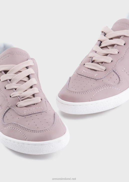 Girl 086V2579 Leather Sneakers With Perforations Armani Pink