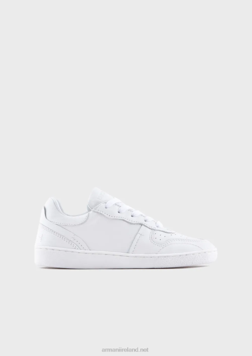 Girl 086V2580 Leather Sneakers With Perforations Armani White