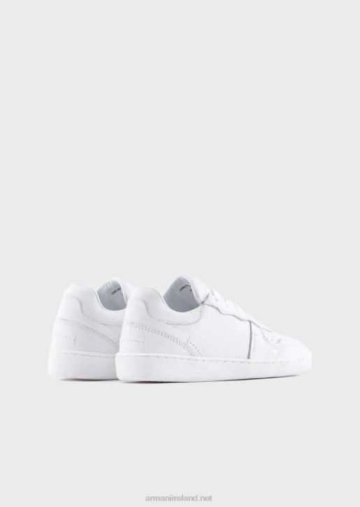 Girl 086V2580 Leather Sneakers With Perforations Armani White