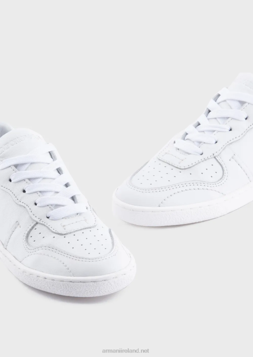 Girl 086V2580 Leather Sneakers With Perforations Armani White