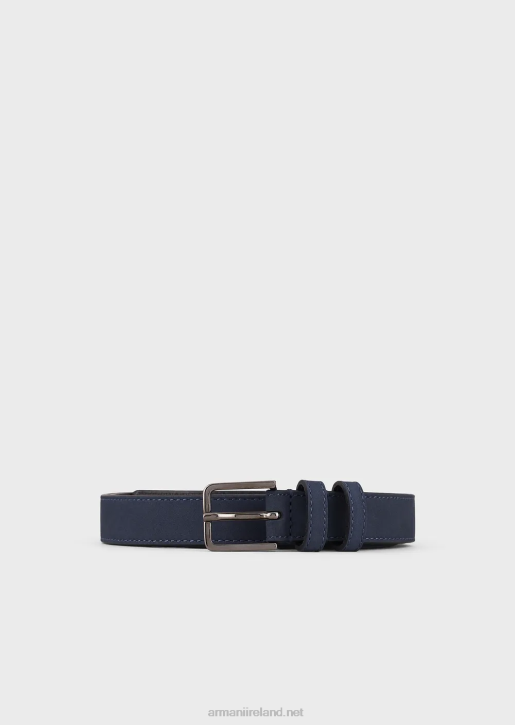 Men 086V1999 Nubuck Belt Armani Navy Blue