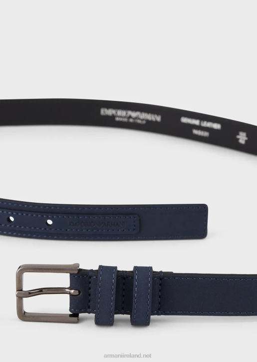 Men 086V1999 Nubuck Belt Armani Navy Blue