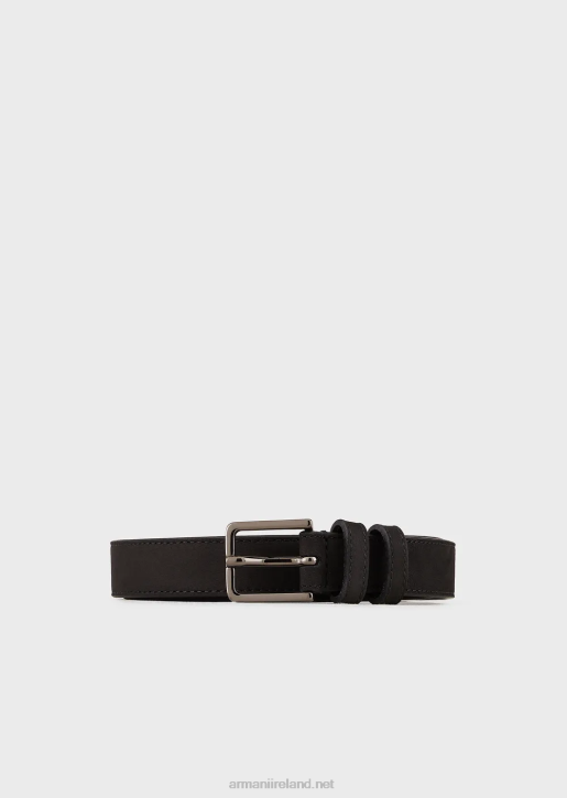 Men 086V2000 Nubuck Belt Armani Black