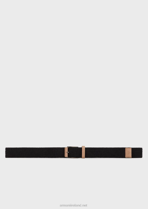 Men 086V2001 Woven Fabric Belt Armani Black