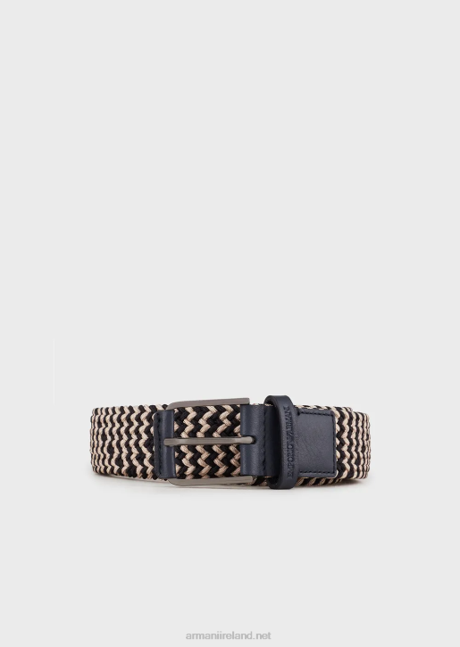 Men 086V2002 Woven Fabric Belt Armani Midnight Blue