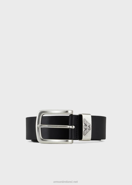 Men 086V2016 Leather Belt With Logo Buckle Armani Black