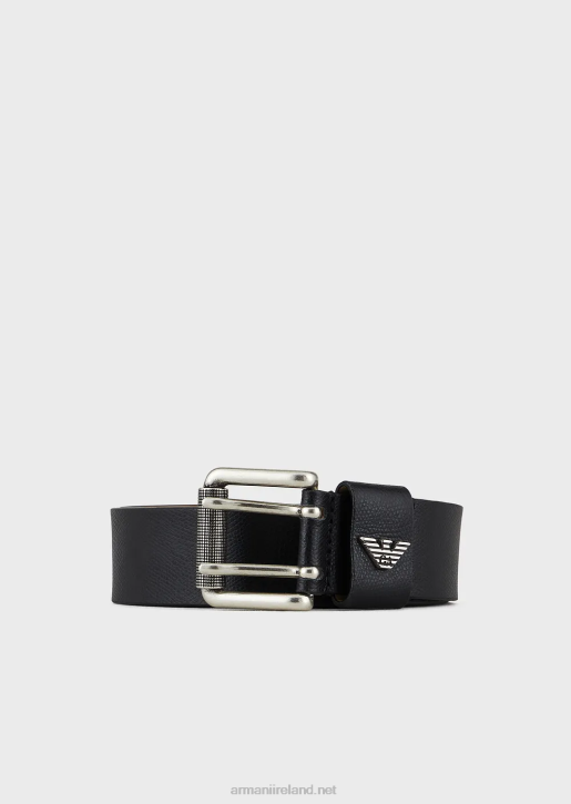 Men 086V2019 Printed Palmellato-Leather Belt Armani Black