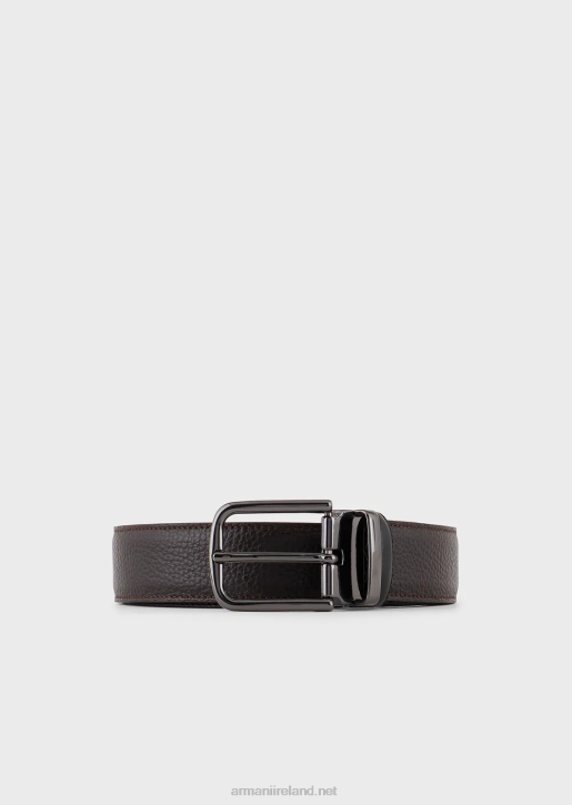 Men 086V2021 Reversible Belt In Pebbled Leather Armani Brown