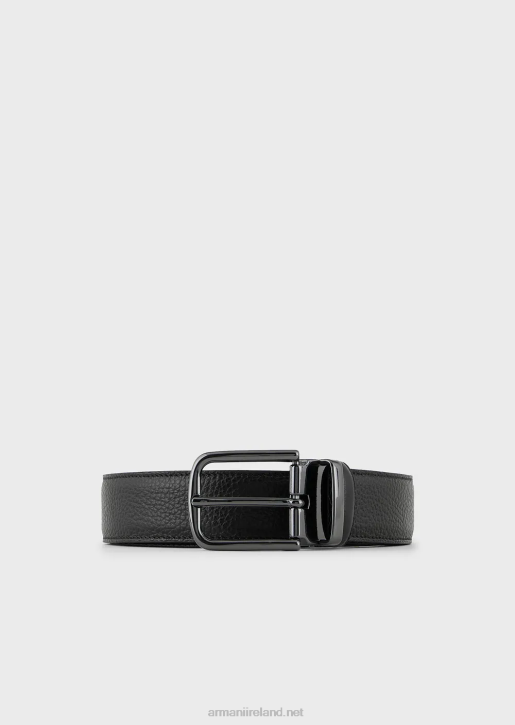 Men 086V2022 Reversible Belt In Pebbled Leather Armani Black