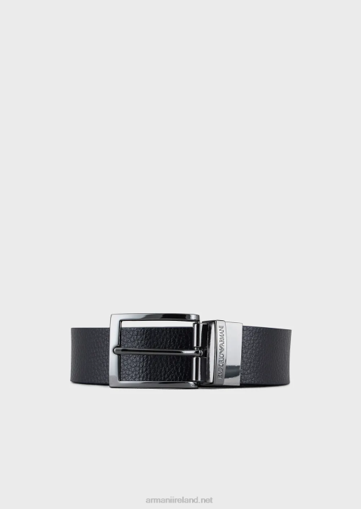 Men 086V2023 Reversible Leather Belt With Boarded Finish Armani