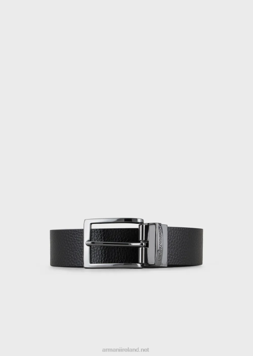 Men 086V2024 Reversible Leather Belt With Boarded Finish Armani