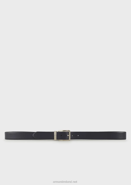 Men 086V2026 Reversible Saffiano Leather Belt Armani Blue