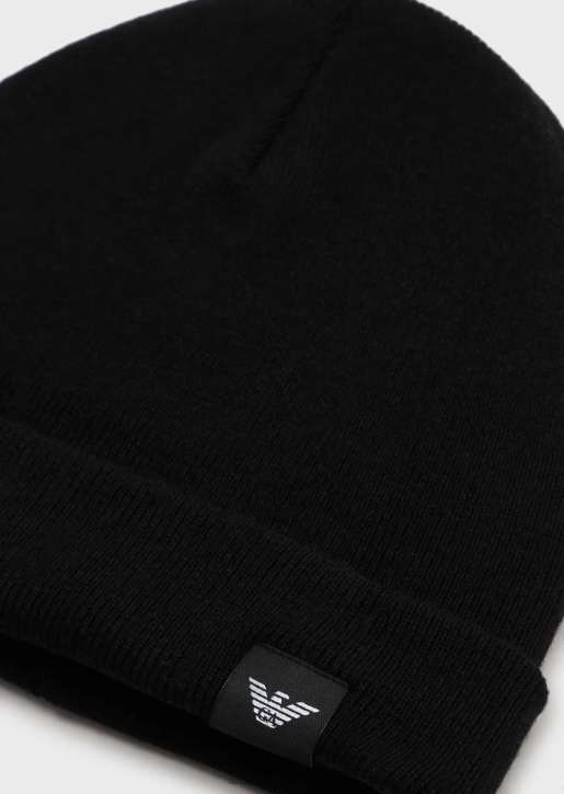 Men 086V2064 Ribbed Wool-Blend Beanie Armani Black