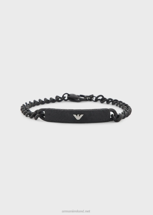 Men 086V2074 Black Stainless Steel Id Bracelet Armani Black