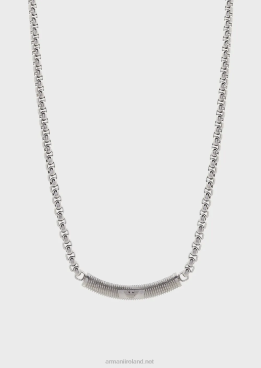 Men 086V2077 Stainless Steel Id Necklace Armani Silver