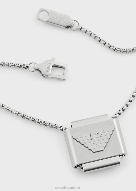 Men 086V2078 Stainless Steel Pendant Necklace Armani Silver