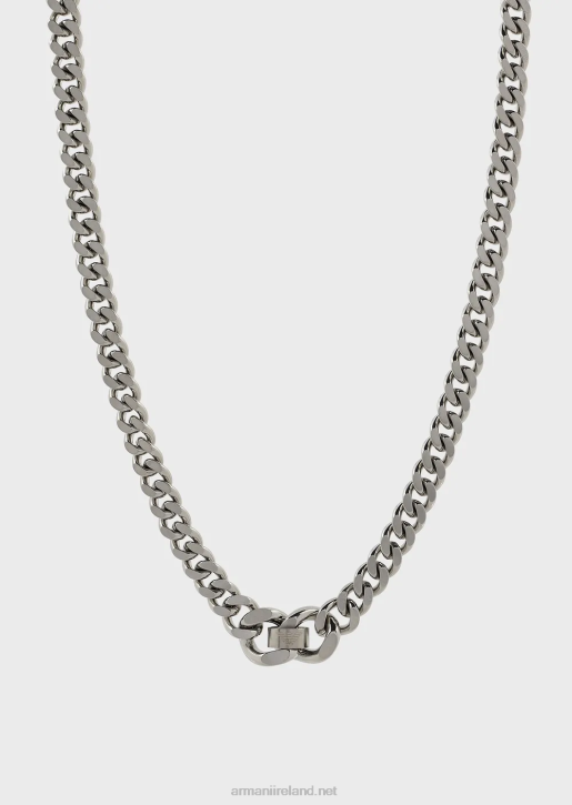 Men 086V2084 Stainless Steel Chain Necklace Armani Silver