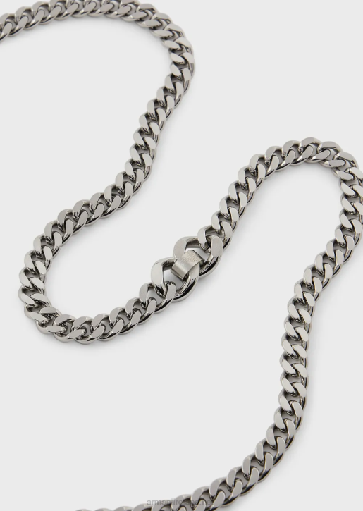 Men 086V2084 Stainless Steel Chain Necklace Armani Silver