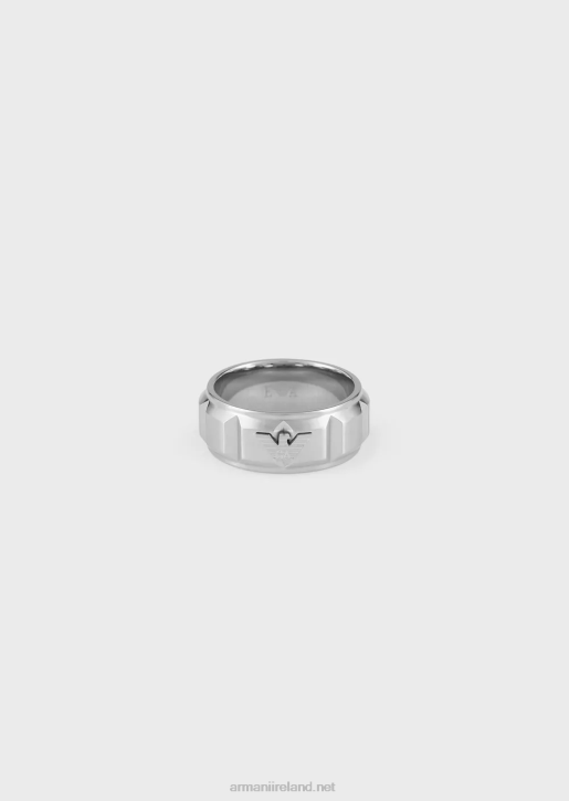 Men 086V2093 Stainless Steel Band Ring Armani Silver