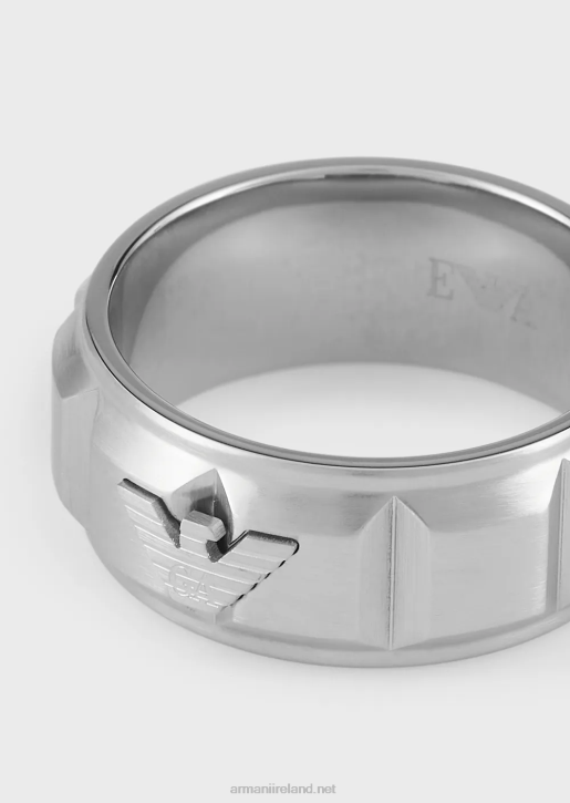 Men 086V2093 Stainless Steel Band Ring Armani Silver