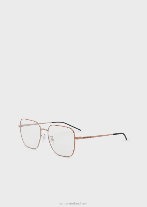 Men 086V2243 Unisex Rectangular Glasses Armani Rose Gold