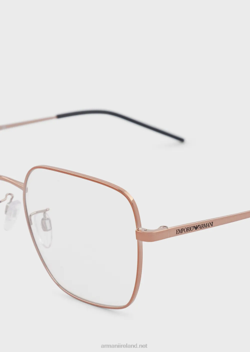 Men 086V2243 Unisex Rectangular Glasses Armani Rose Gold