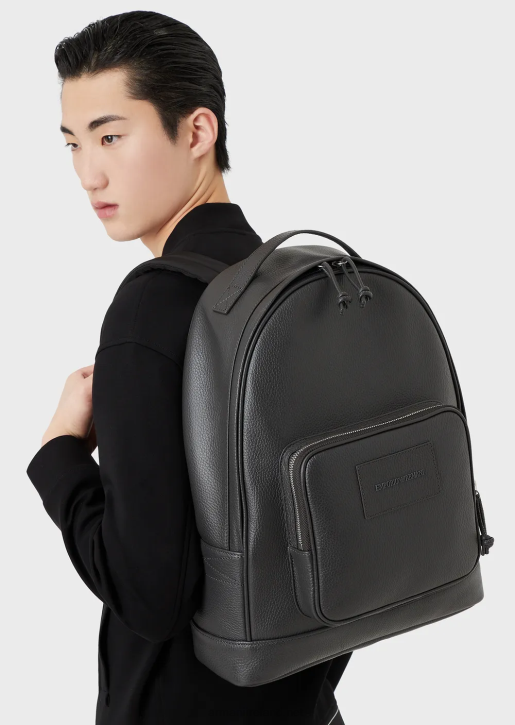 Men 086V1948 Tumbled Leather Backpack Armani