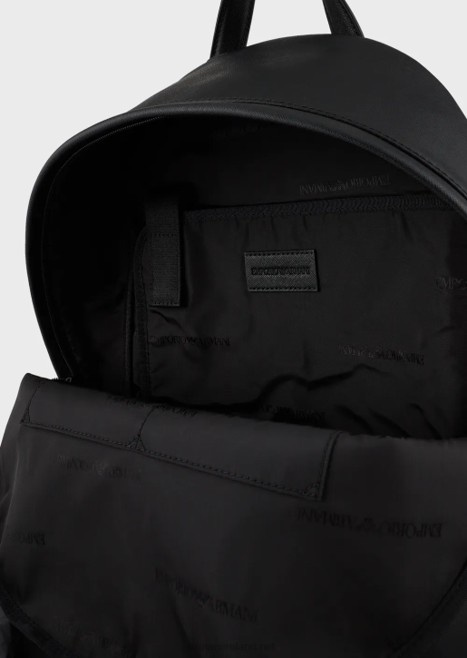 Men 086V1957 Saffiano-Print, Regenerated Leather Backpack Armani Black