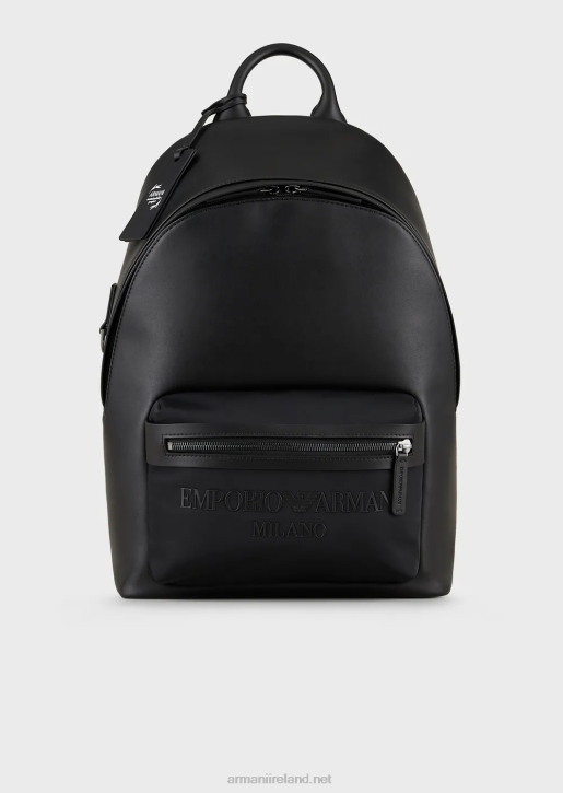 Men 086V1963 Nylon And Regenerated-Leather Backpack Armani