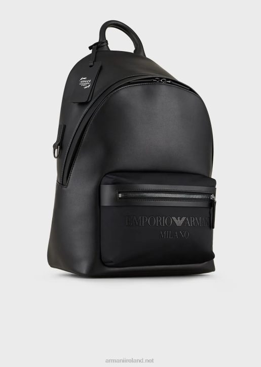 Men 086V1963 Nylon And Regenerated-Leather Backpack Armani