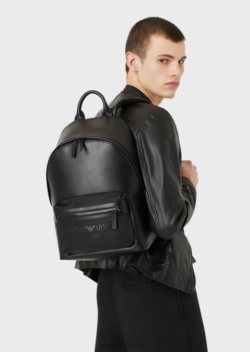 Men 086V1963 Nylon And Regenerated-Leather Backpack Armani