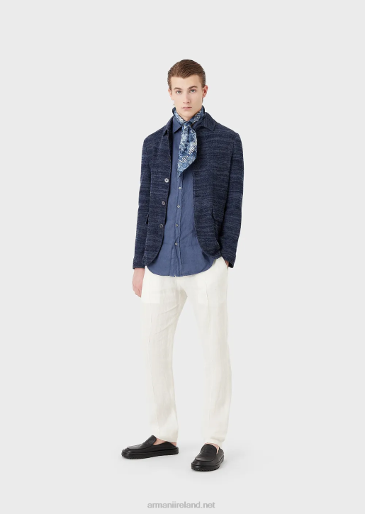 Men 086V1034 Tricot Jacket With Front Pockets Armani Blue