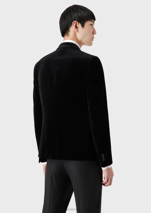 Men 086V1048 Single-Breasted Jacket In Velvet Armani Black