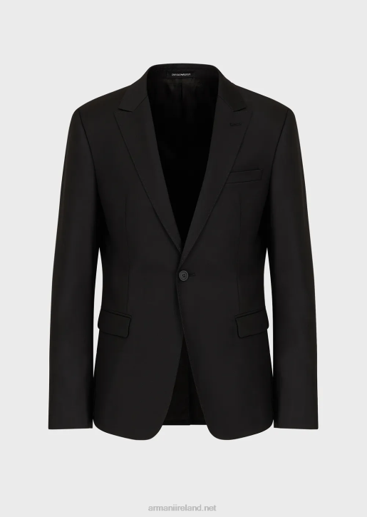 Men 086V1049 Single-Breasted, Virgin-Wool Jacket Armani Black