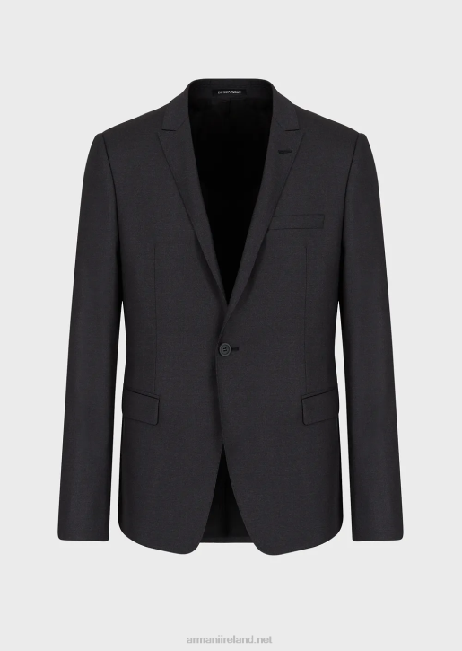 Men 086V1050 Single-Breasted, Virgin-Wool Jacket Armani Gray