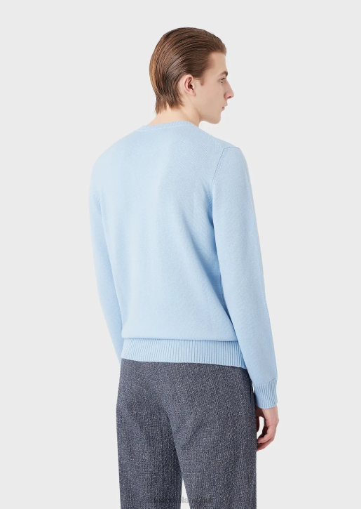 Men 086V1216 Virgin-Wool, Regular-Fit Jumper Armani Azure